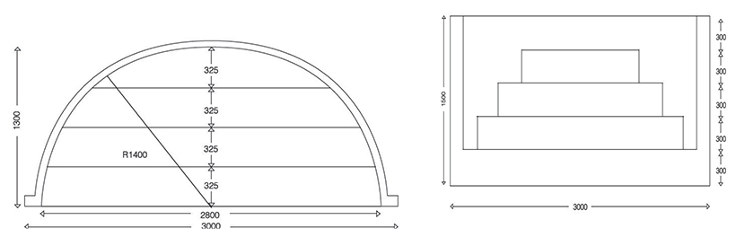 Schema escalier sous liner Red Pool Roman 3.50