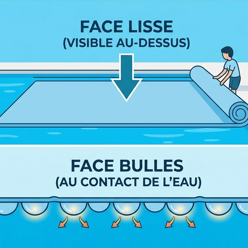 Sens d'installation d'une bâche à bulles