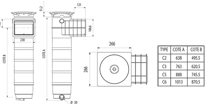 Skimfiltre Design A200 version béton