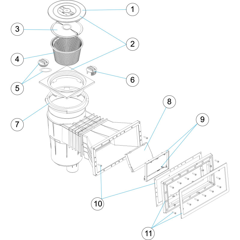 Pièces détachées pour Skimmer 17,5L MODELE 6 grande meurtière LINER