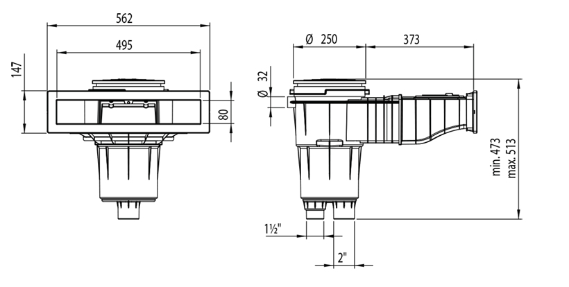 Skimmer béton astral Norm 17.5 L dimensions