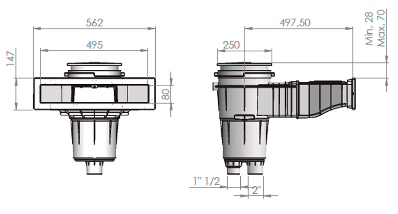 Skimmer béton astral Norm 17.5 L dimensions