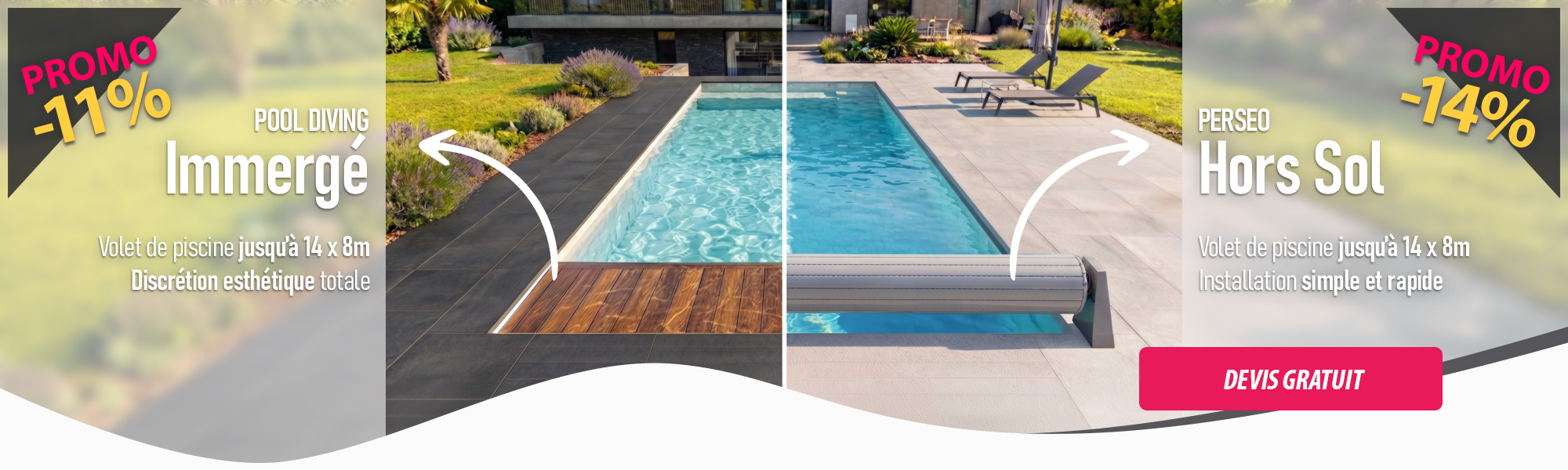 Promo sur une sélection de volets de piscine immergés et hors-sol