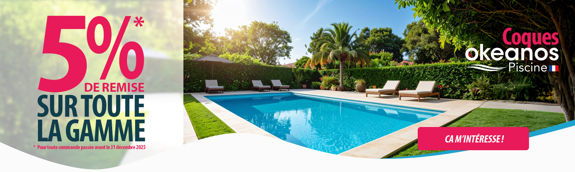 5% sur toute la gamme de coques piscine Okeanos