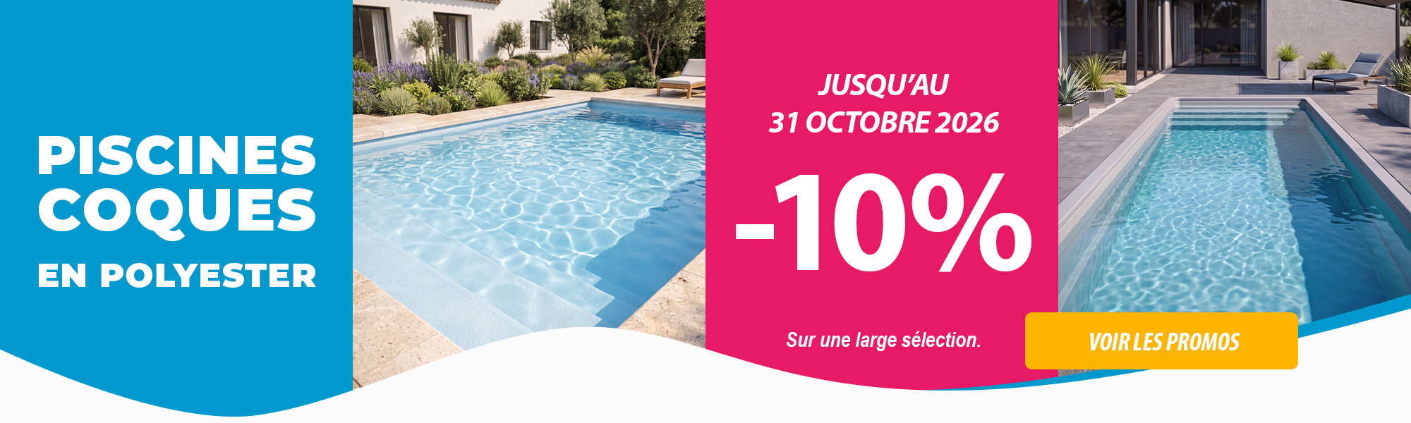 Piscines coques en polyester - Promo 10%