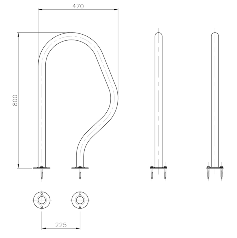 Sortie de bain astral 470x800 en inox à visser