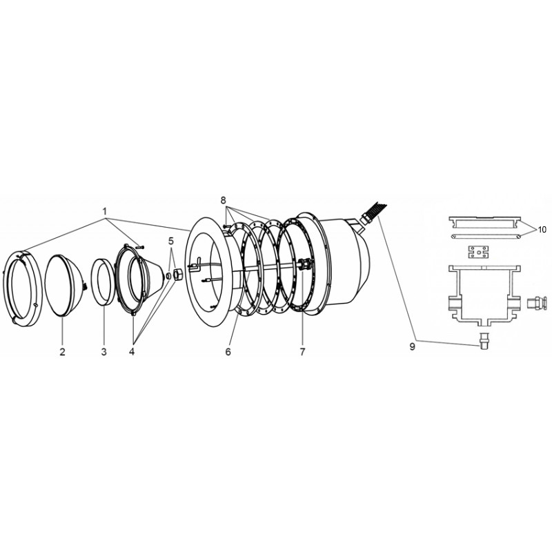 Pièces détachées pour Projecteur Aquareva, Serie France orientable