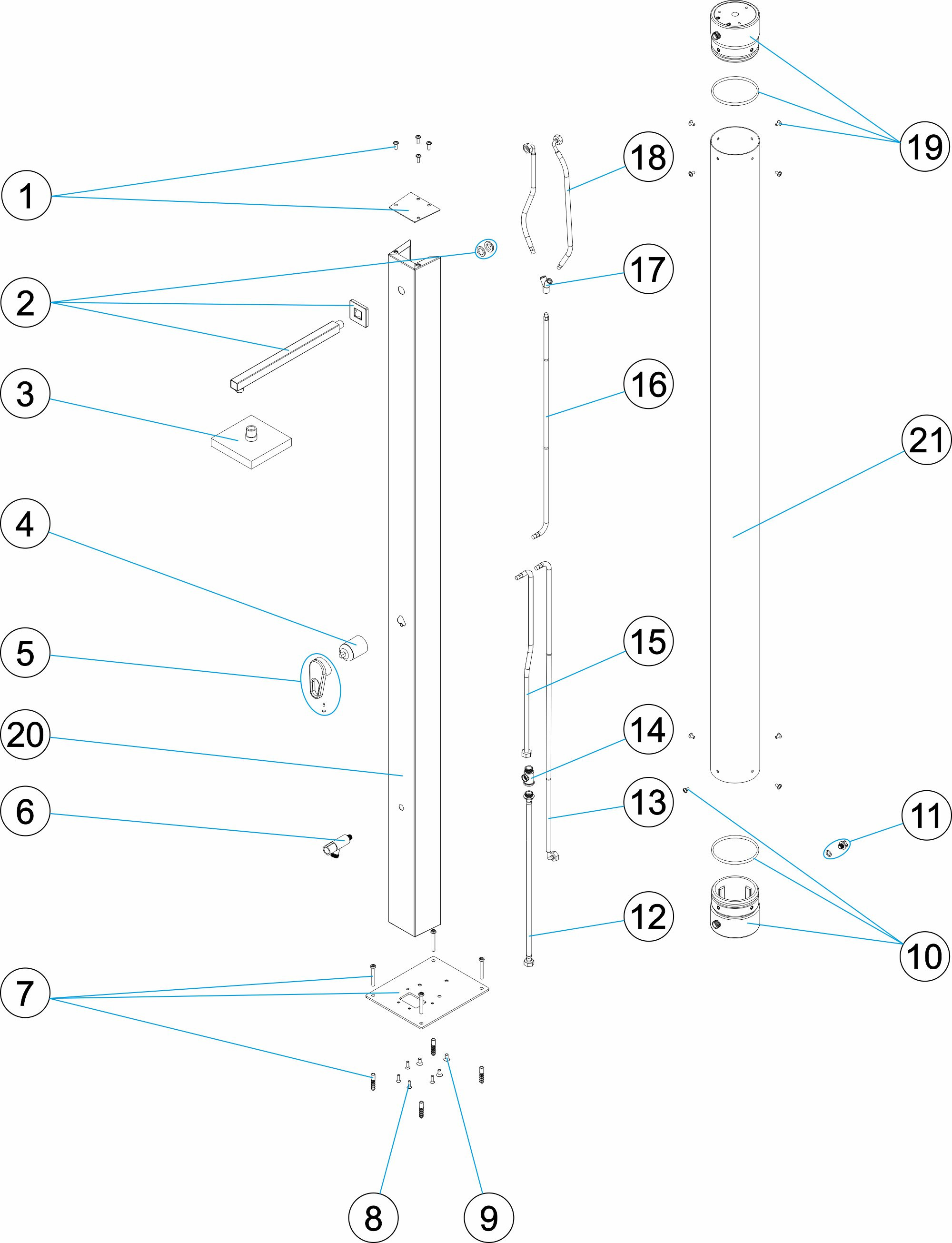 Pièces détachées pour Douche solaire inox 30L