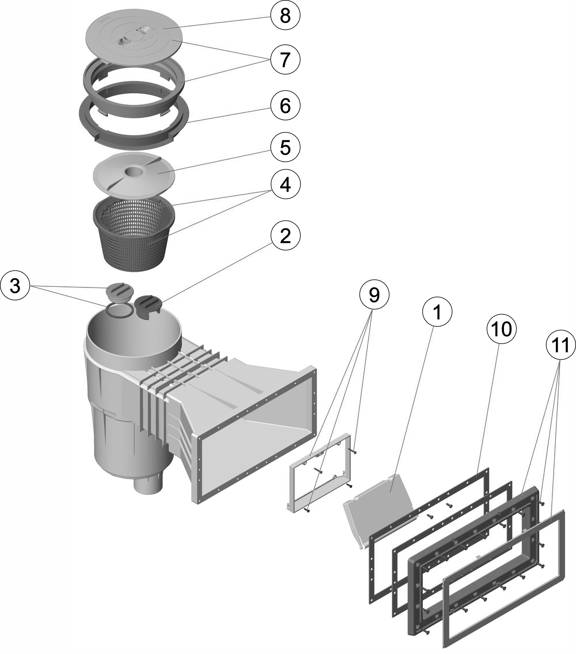 Pièces détachées pour Skimmer 17,5L grande meurtière, couvercle rond LINER