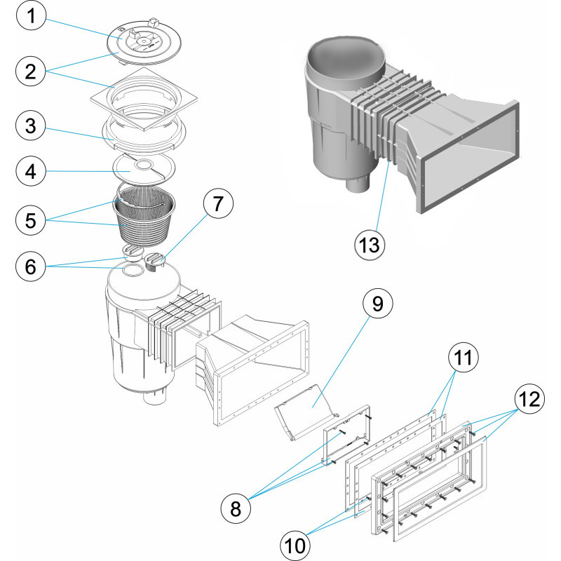 Pièces détachées pour Skimmer parker PRESTIGE 17,5L grande meurtrière LINER