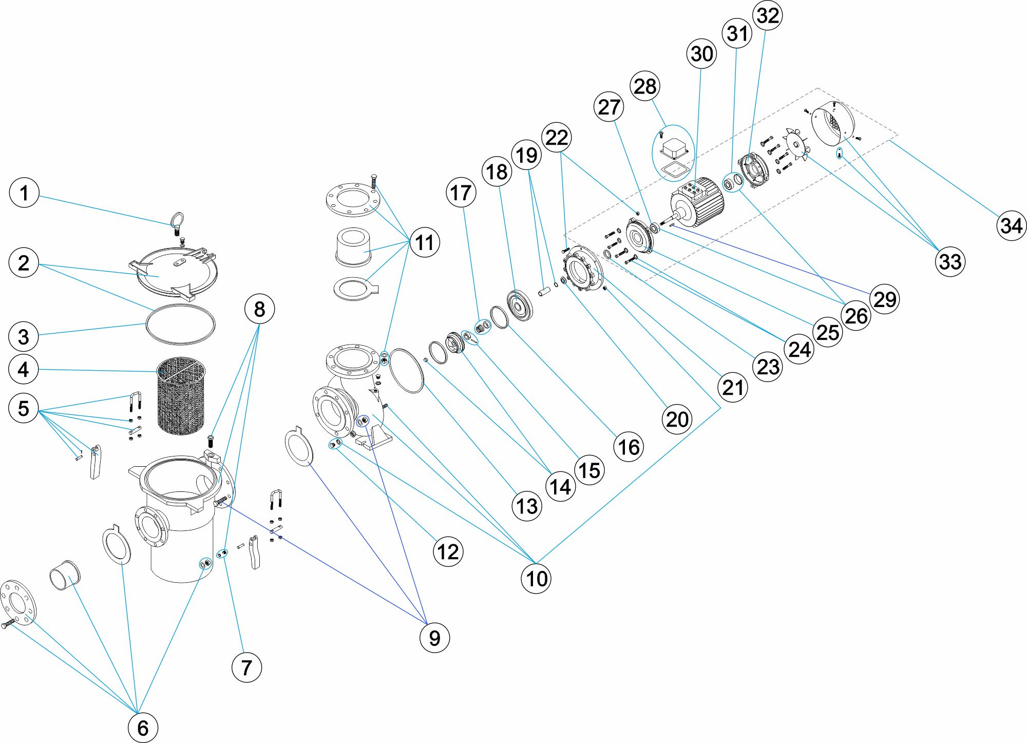 Pièces détachées pour Pompe centrifuge ARAL C-1500