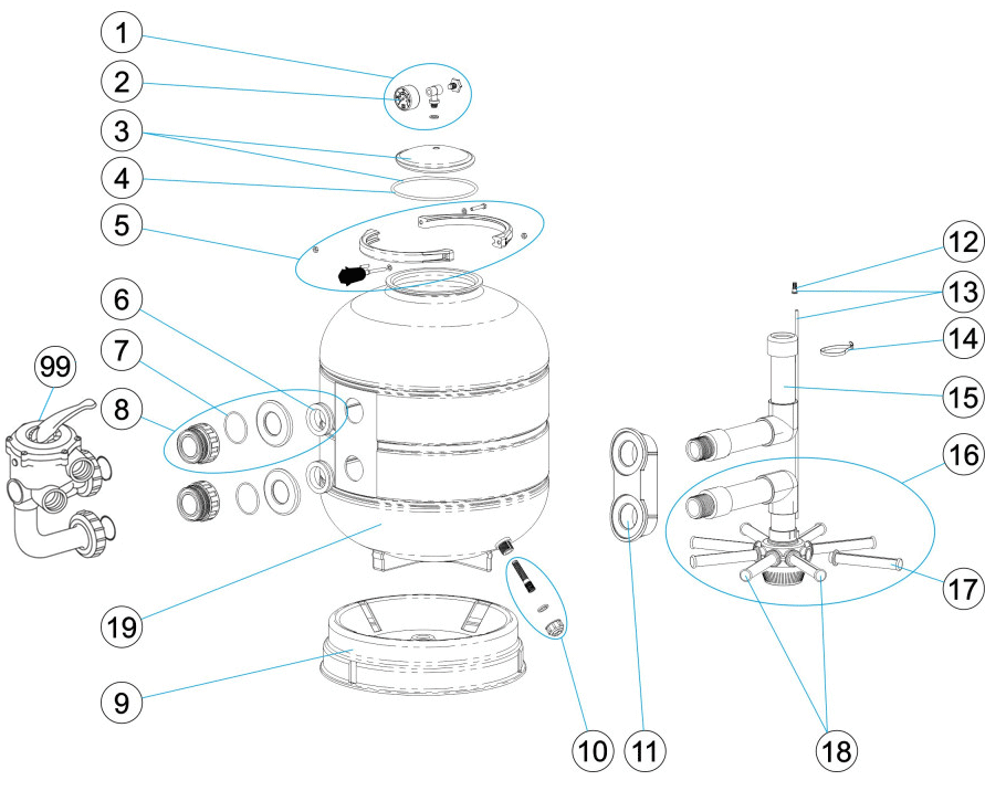 Pièces détachées pour Filtre MILLENIUM SIDE ZUNCHO