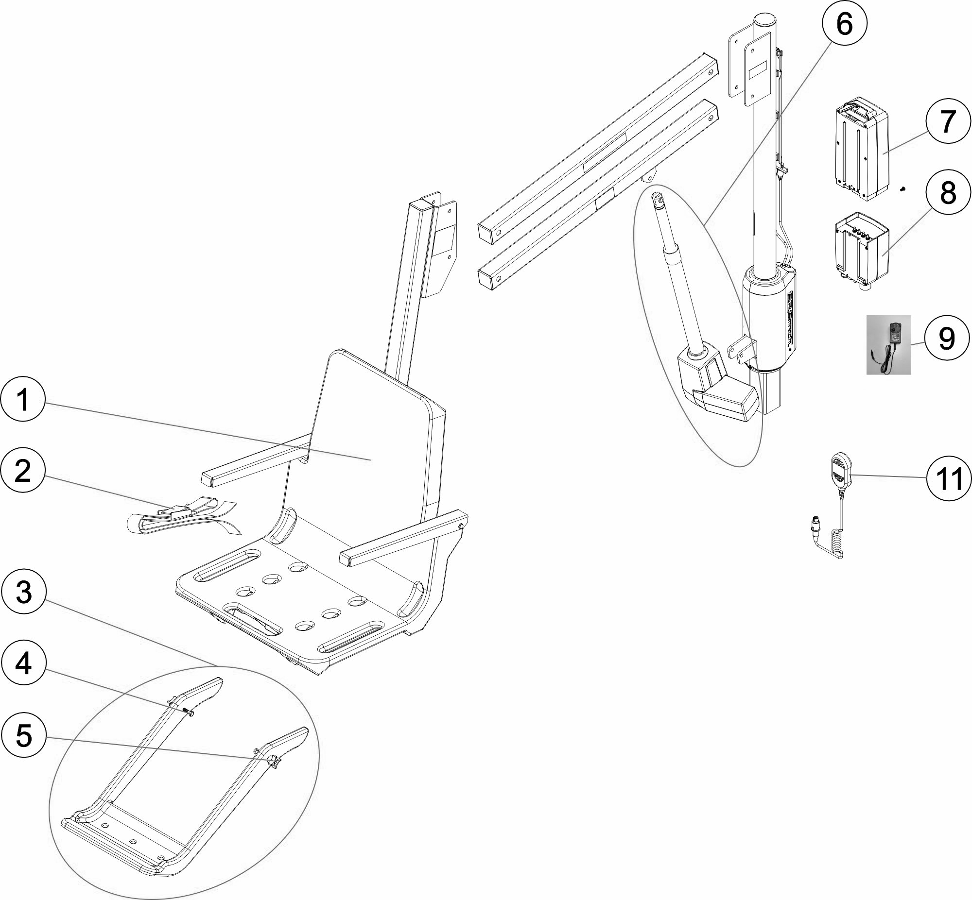Pièces détachées pour Siège élévateur AXS2