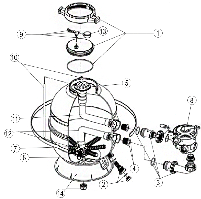 Pièces détachées pour Filtre HAYWARD HI ADVANCED SIDE