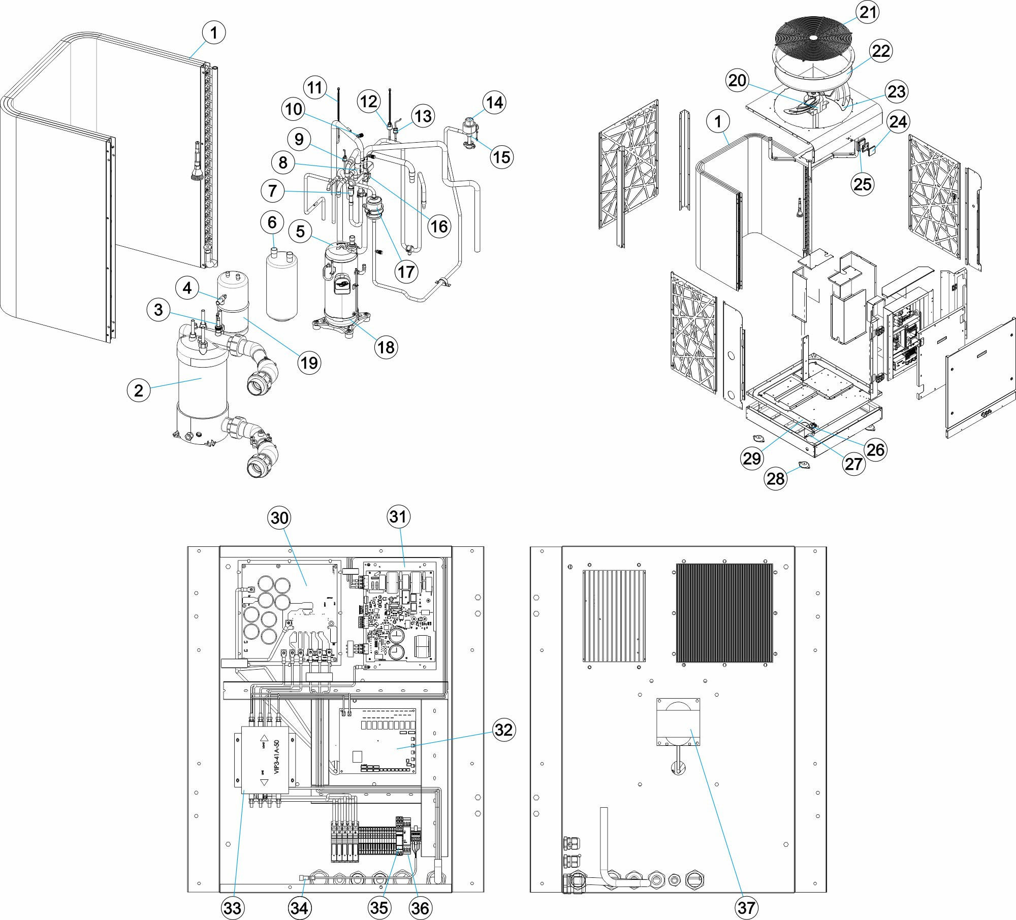 Pièces détachées pour Pompe à chaleur Z950 INVERTER 35kW à 60kW
