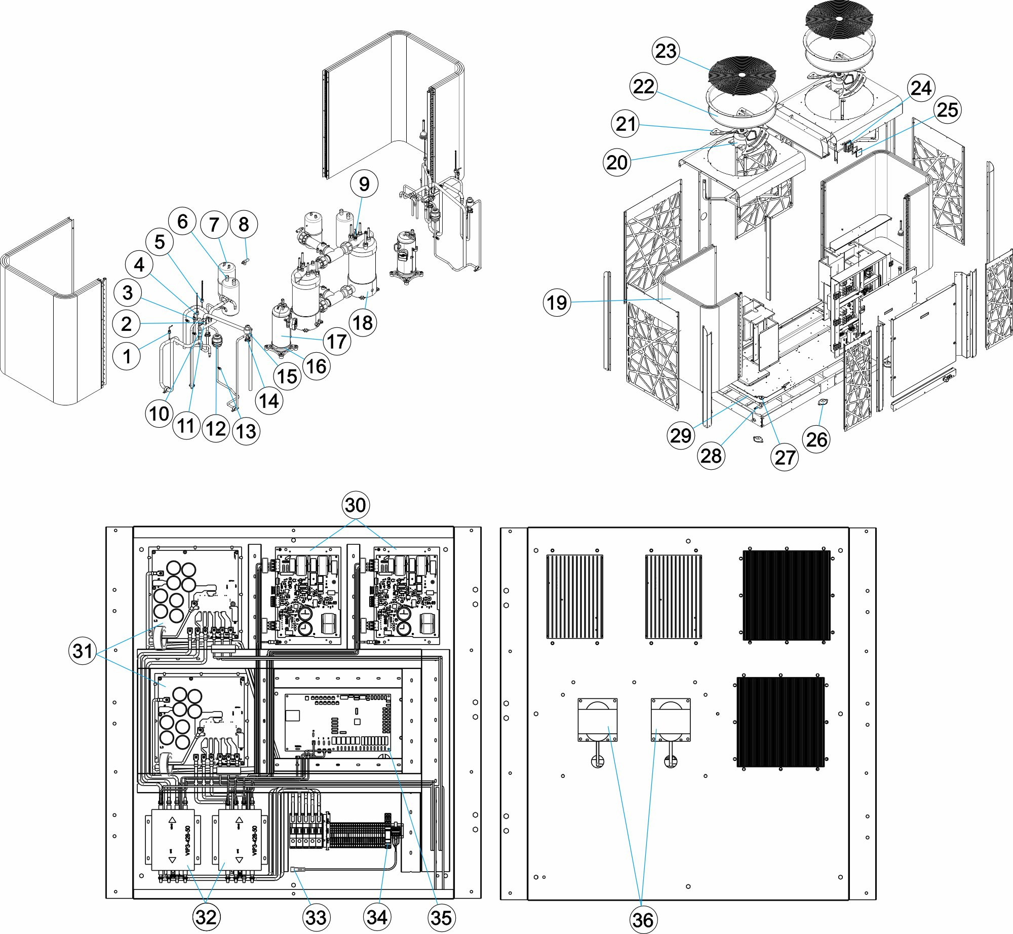 Pièces détachées pour Pompe à chaleur Z950 INVERTER 90kW et 120kW