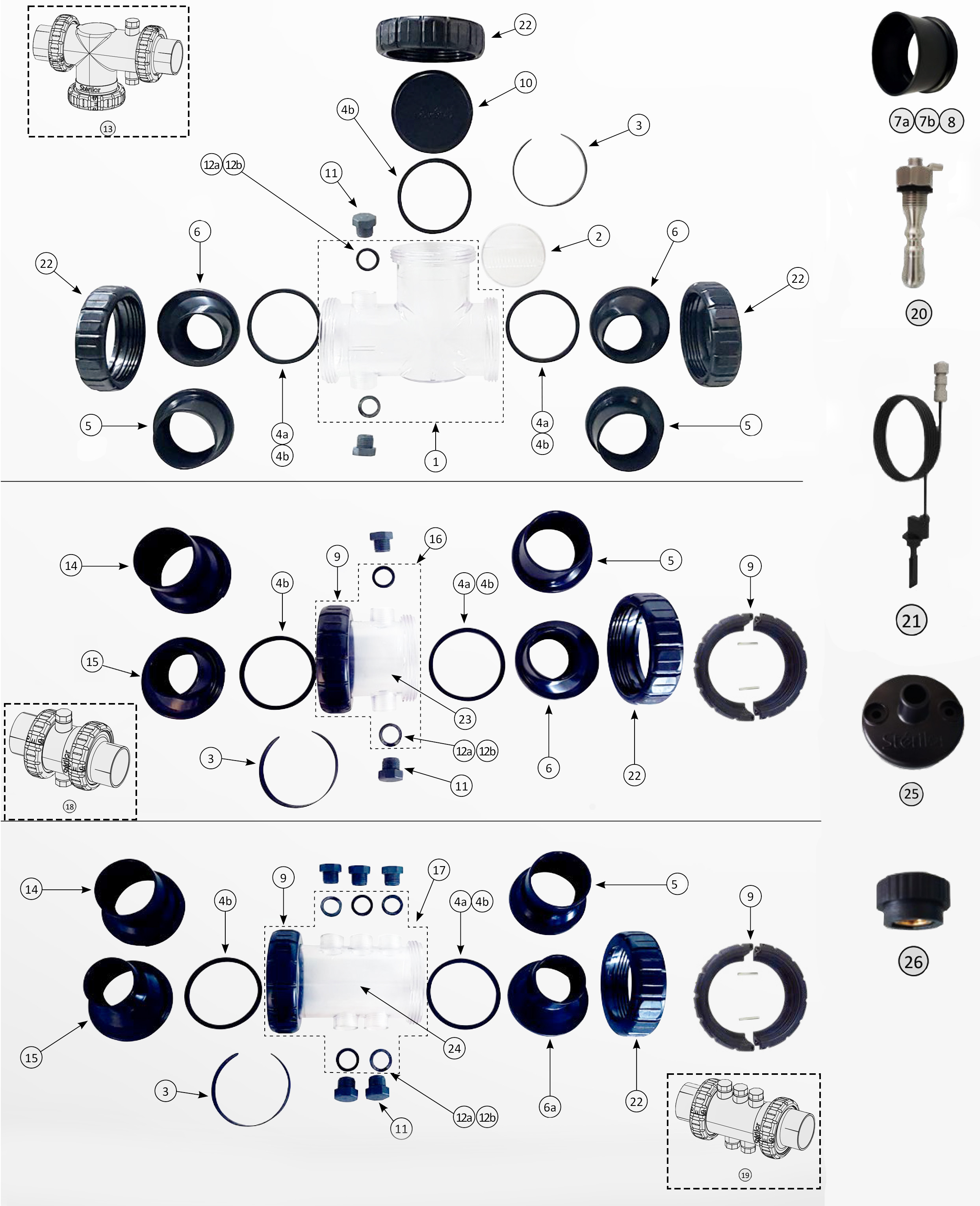 Pièces détachées pour VASE ET PORTE ACCESSOIRES SEL EVO ET SEM XP