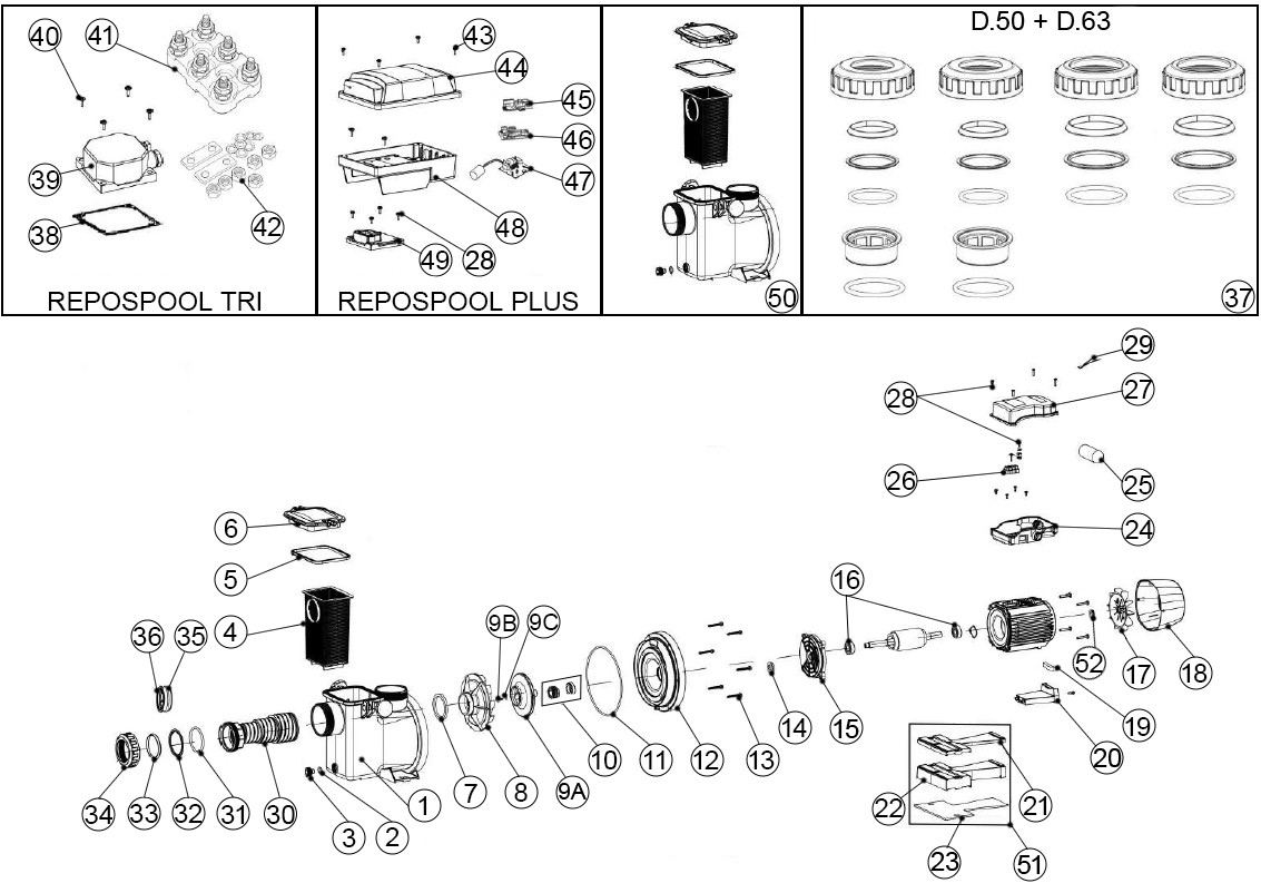 Pièces détachées pour POMPE REPOSPOOL & REPOSPOOL PLUS