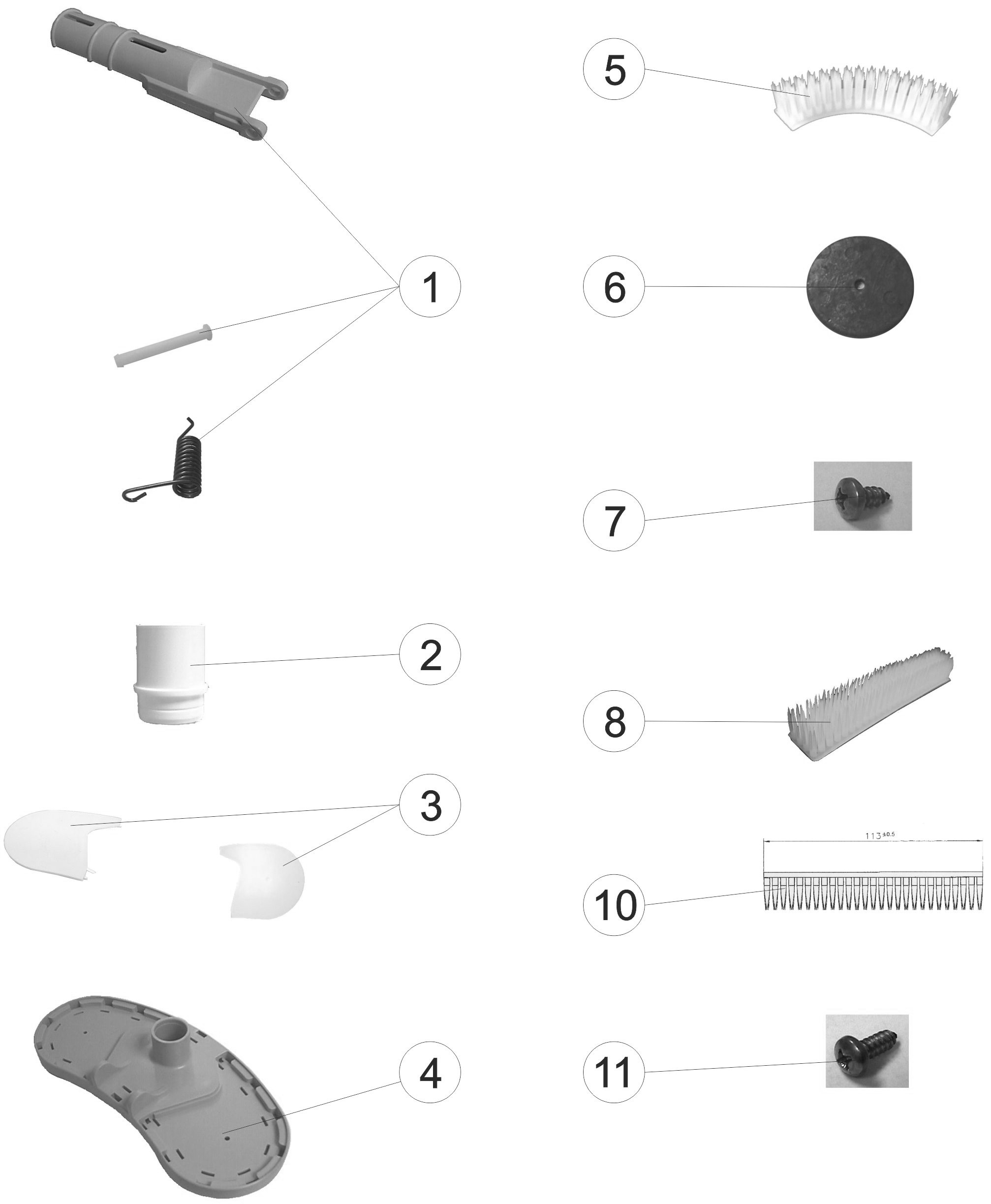 Pièces détachées pour Balai manuel oval écrous papillon avec brosses latérales