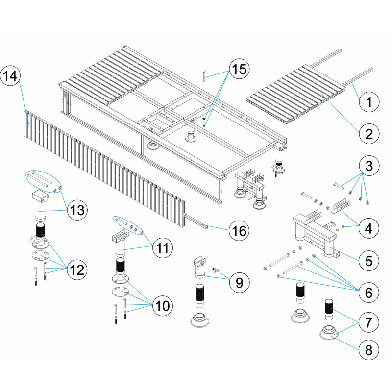Pièces détachées pour Banc podium 2m, 2,5m