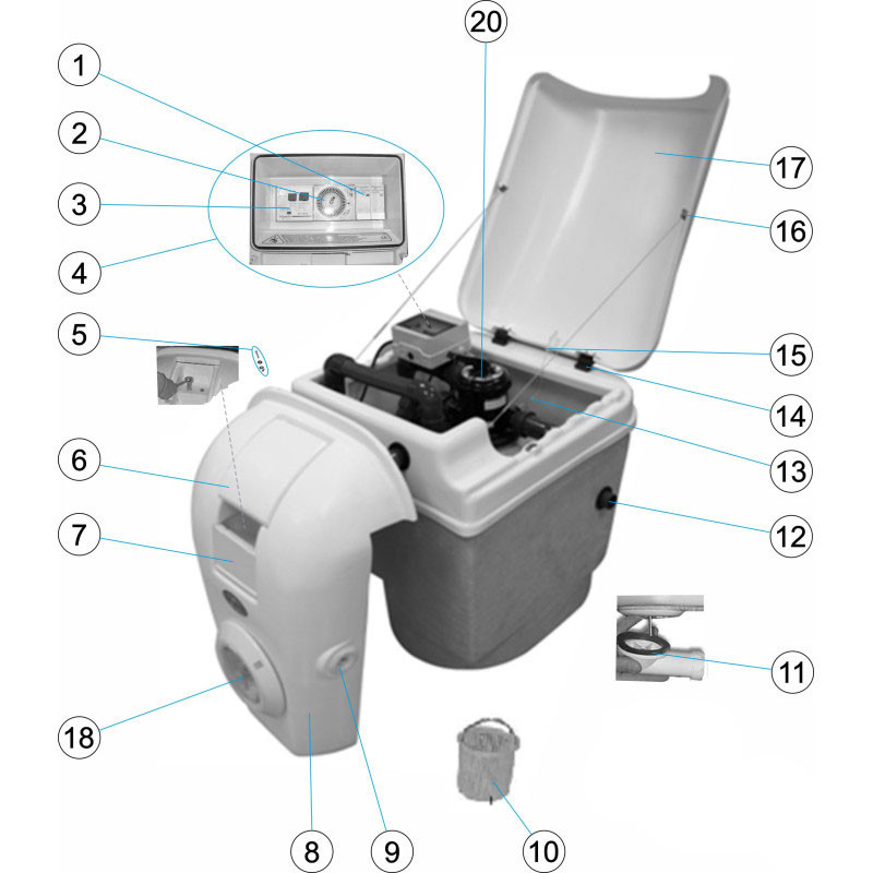 Pièces détachées pour Bloc filtrant MINI-COMBO avec projecteur