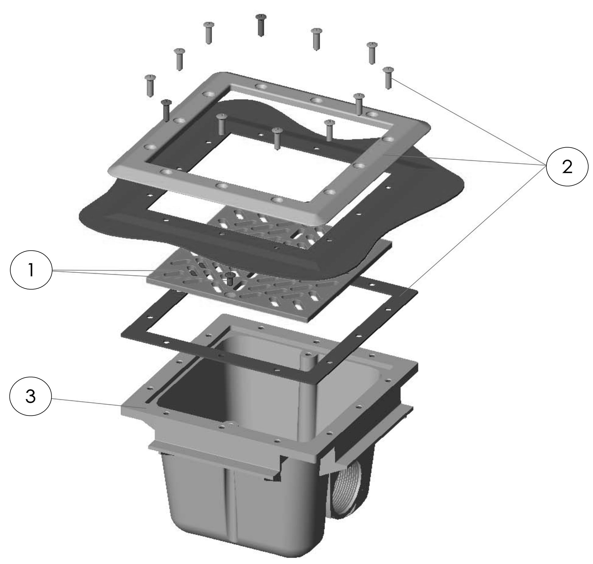 Pièces détachées pour Bonde de fond carrée 210x210 LINER