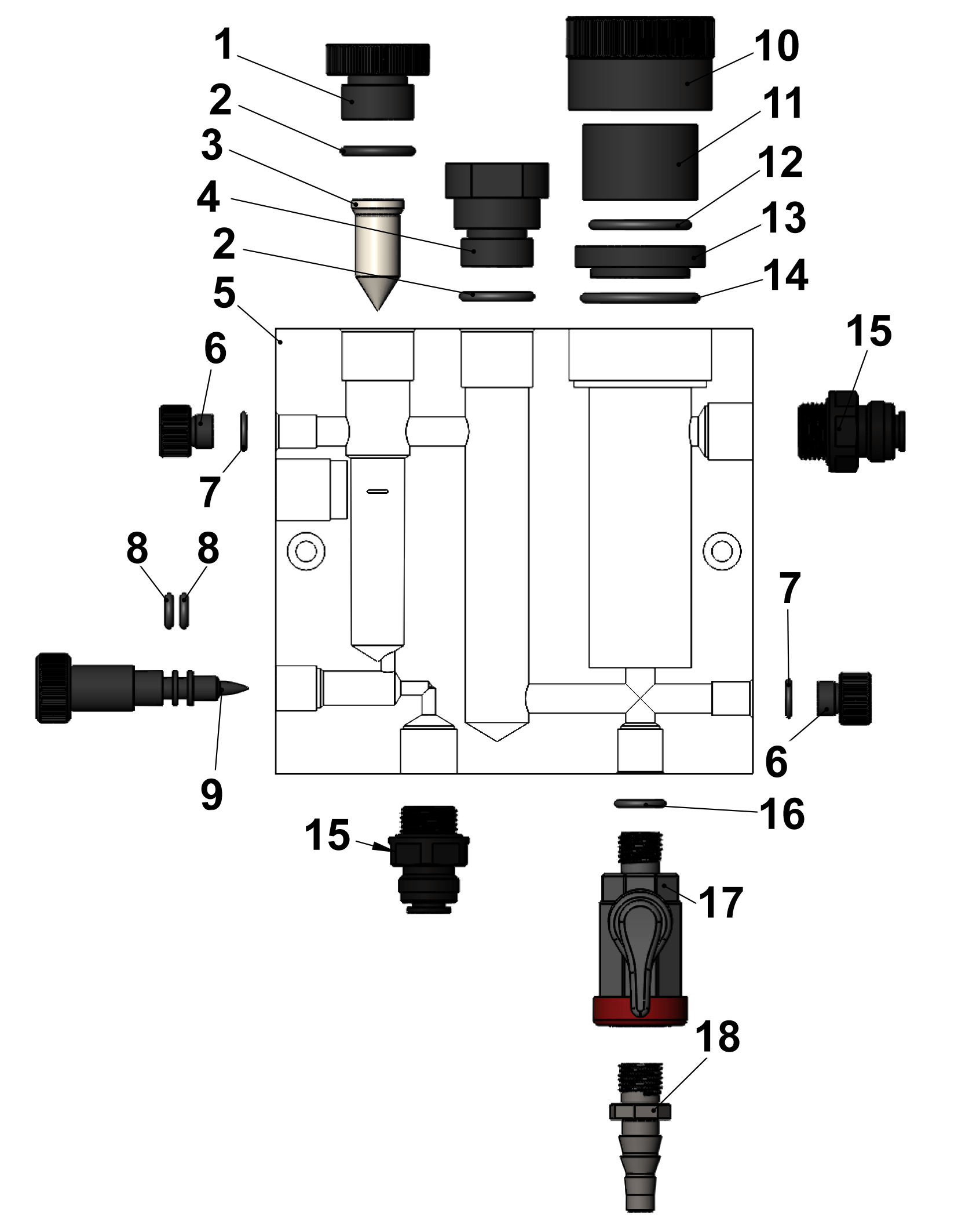 Pièces détachées pour Chambre de mesure 2T PMMA/PVC