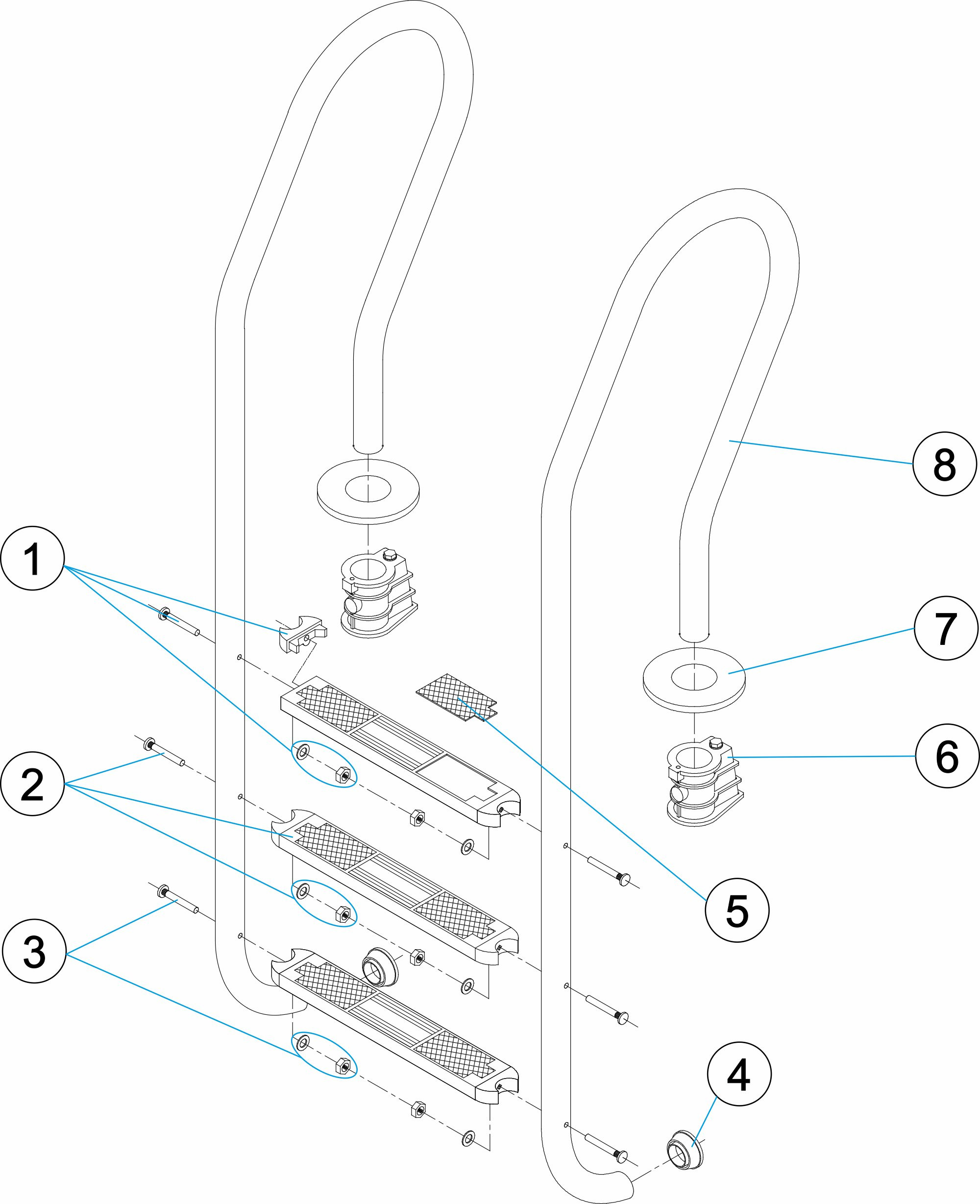 Pièces détachées pour Échelle mixte plus 3-4-5 marches aisi-316