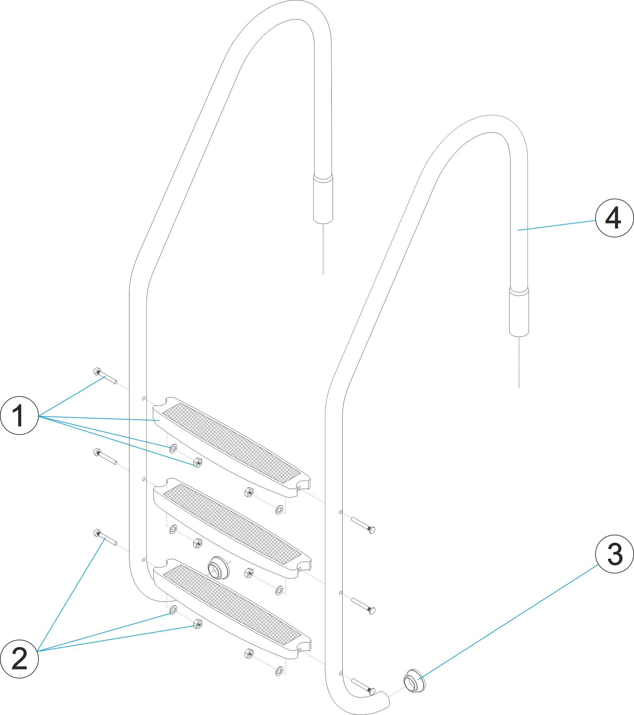 Pièces détachées pour Échelle standard 2-3-4-5 marches plastique USA