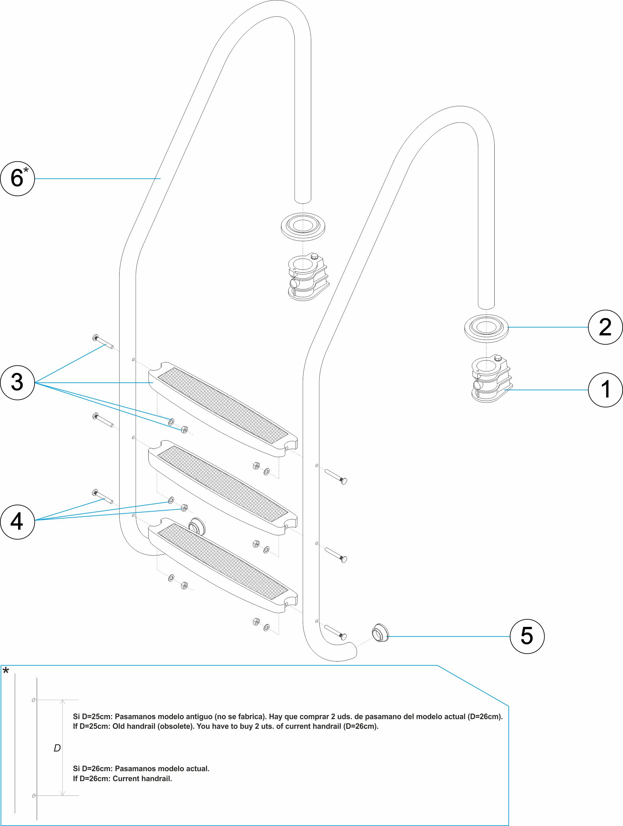 Pièces détachées pour Échelle standard 2-3-4-5 marches plastique