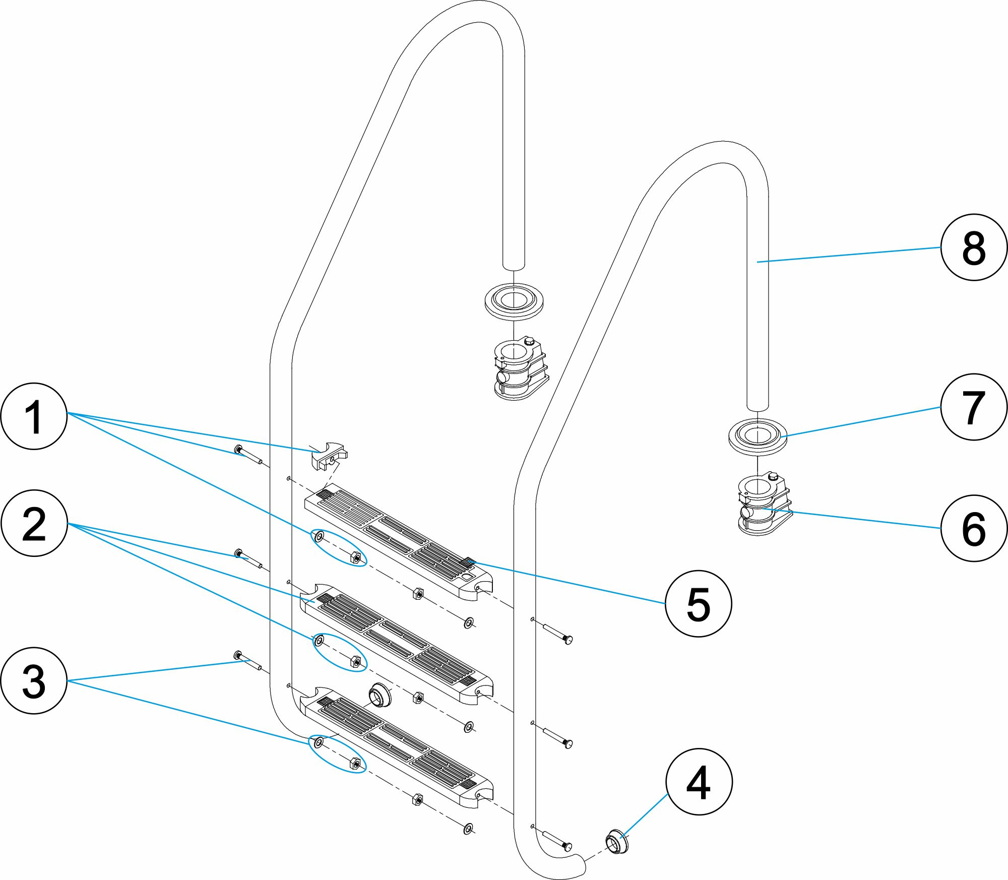 Pièces détachées pour Échelle standard basic 2-3-4-5 marches aisi-304