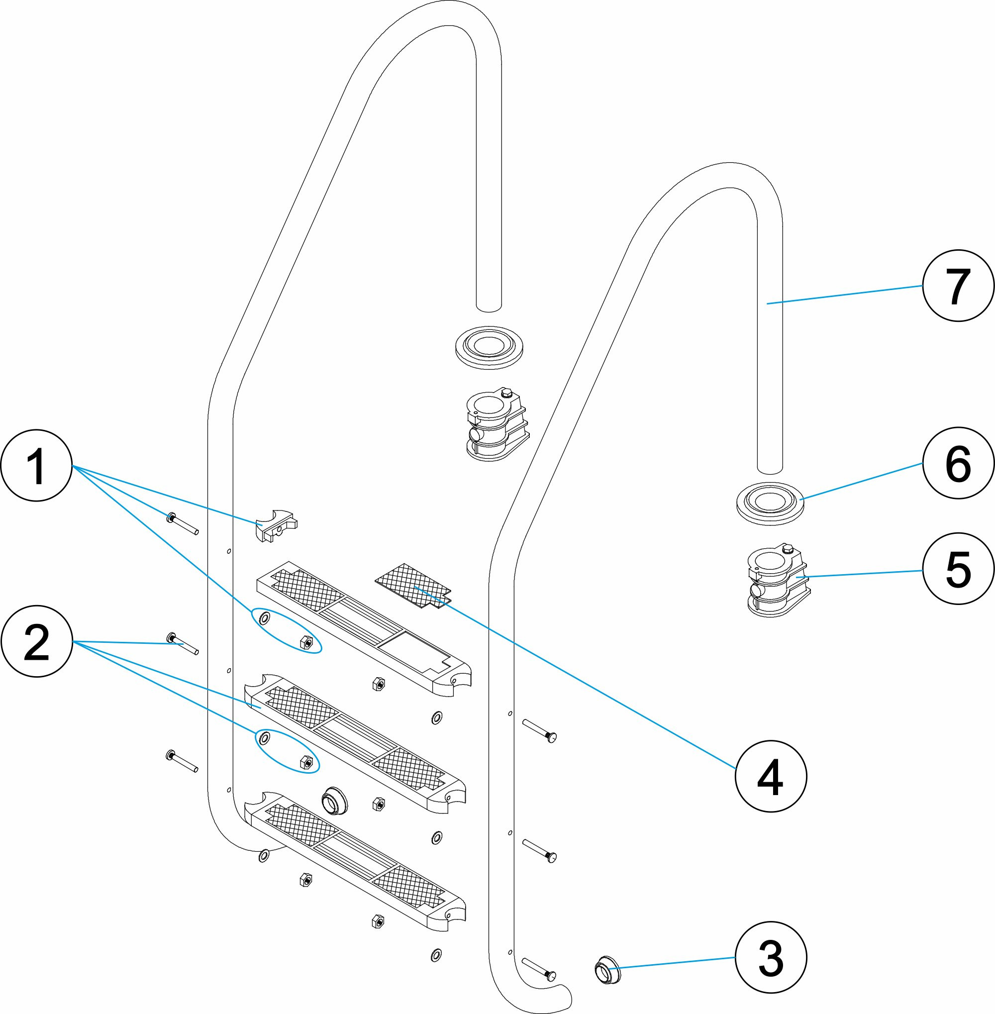 Pièces détachées pour Échelle standard haute résistance aisi-904l 3-4 marches