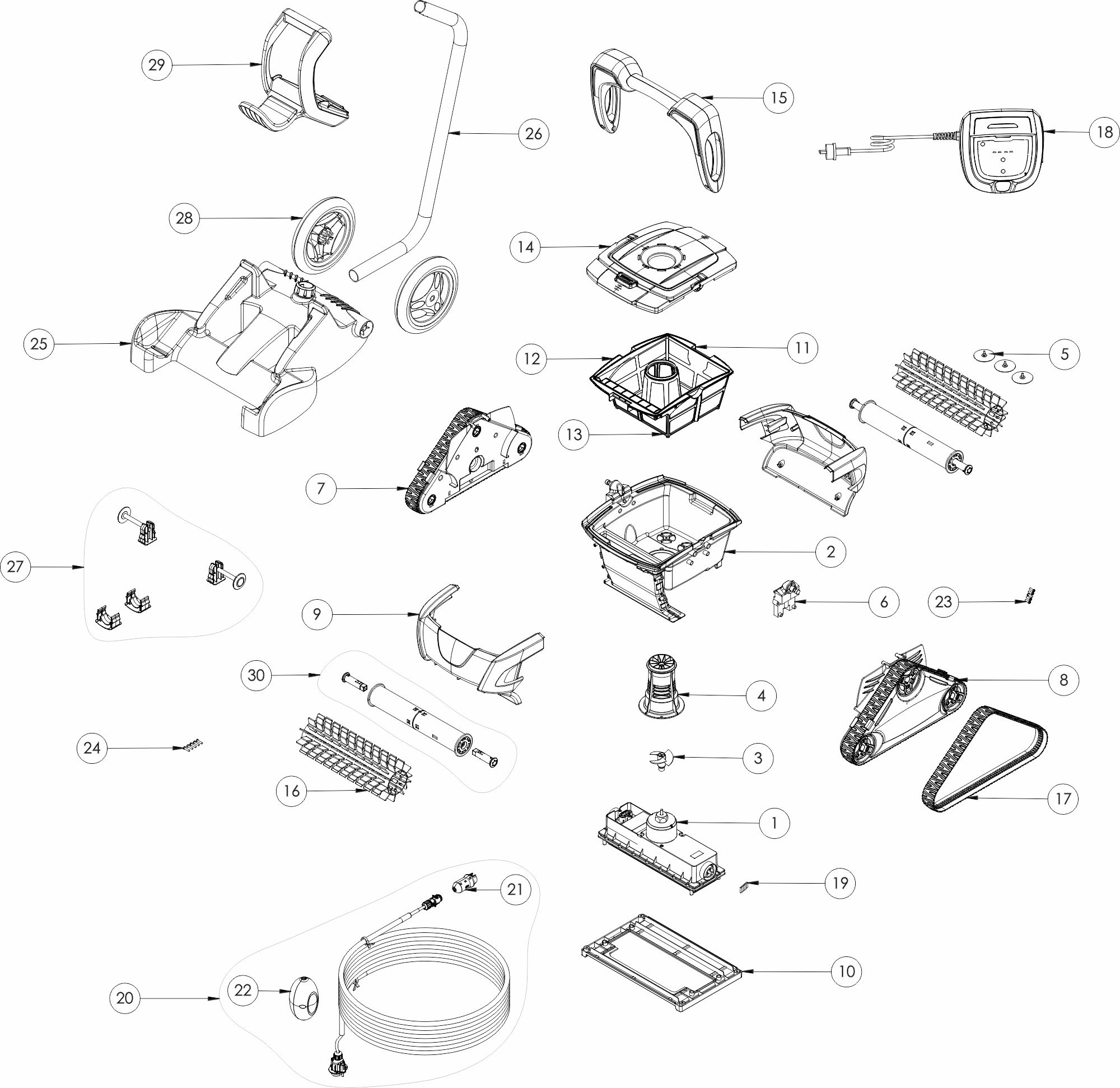 Pièces détachées pour Robot Zodiac CyclonX type OC