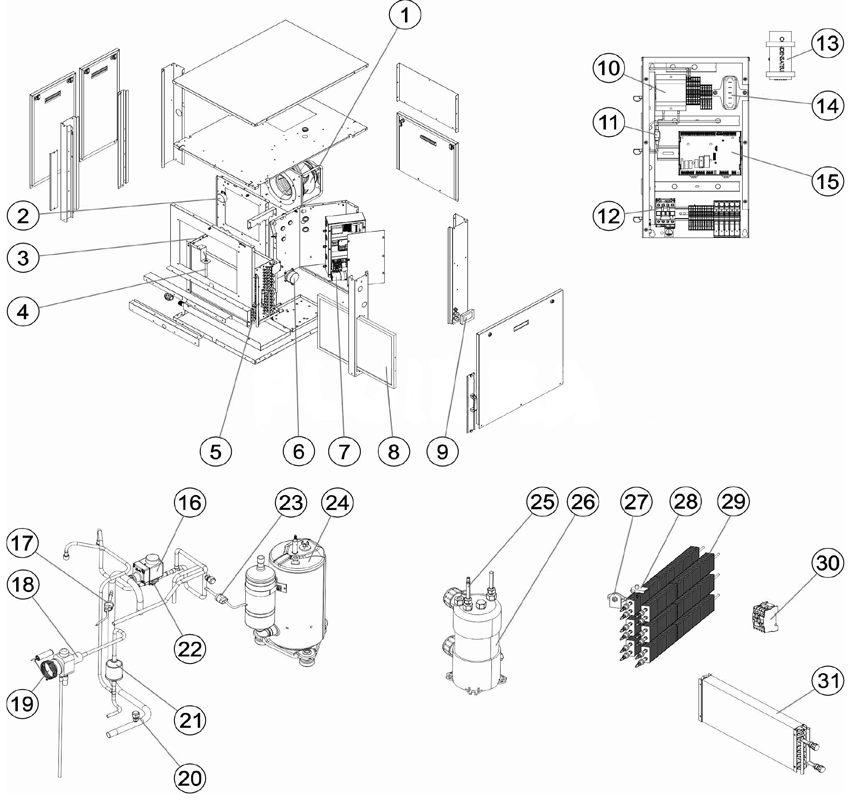 Pièces détachées pour Déshumidificateur DF2 encastré titane