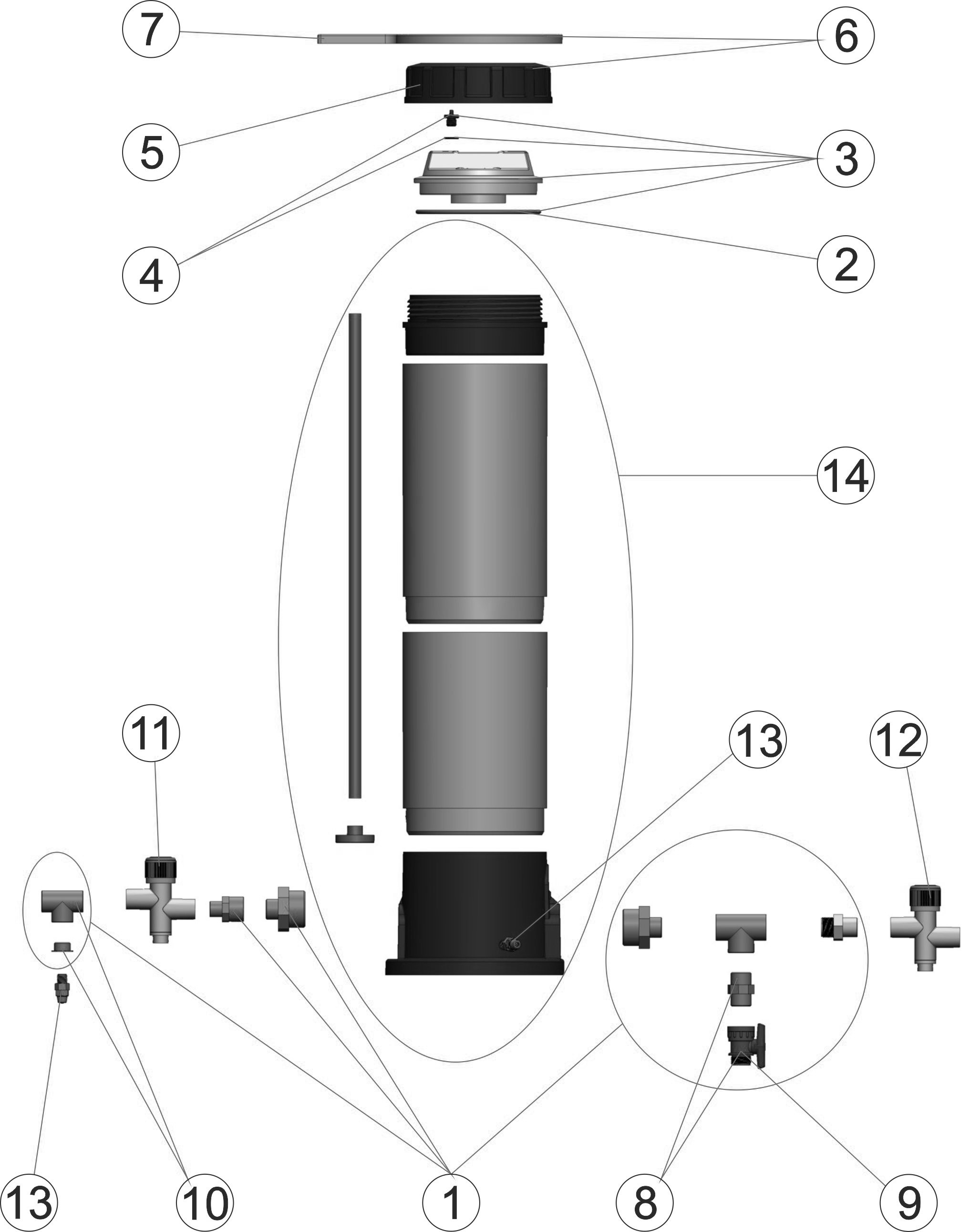 Pièces détachées pour Distributeur de chlore 10 kg DOSSI-10