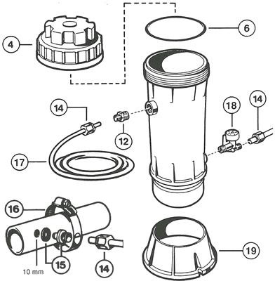 Pièces détachées pour Distributeur de Chlore/Brome By-Pass 2.5 kg