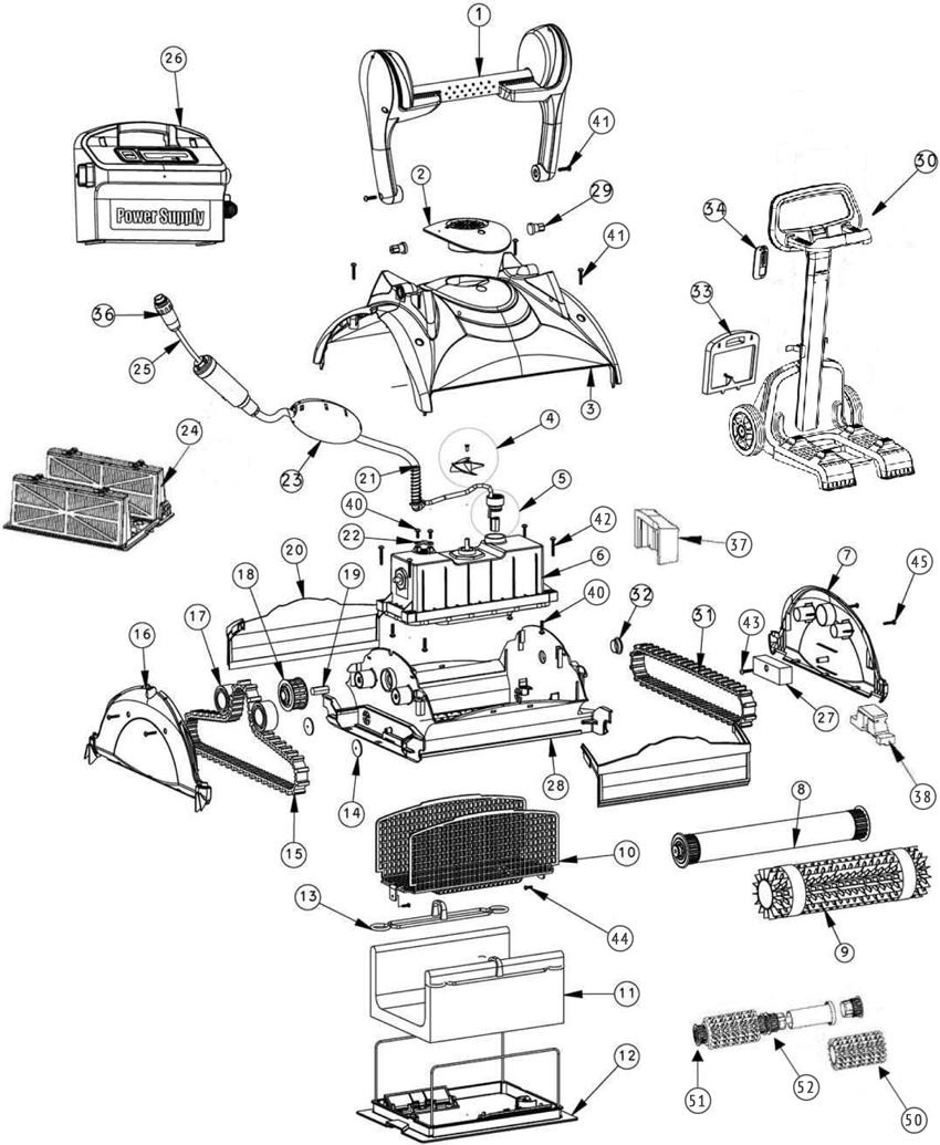 Pièces détachées pour Robots Dolphin NAUTY (TC). SWASH CL/TC. STAR (PLUS). ACAPOOLCO (TC). BALY. DB4 O'CLAIR. DX4. FACIL'O. MYBOT. OZEO. ZYKE