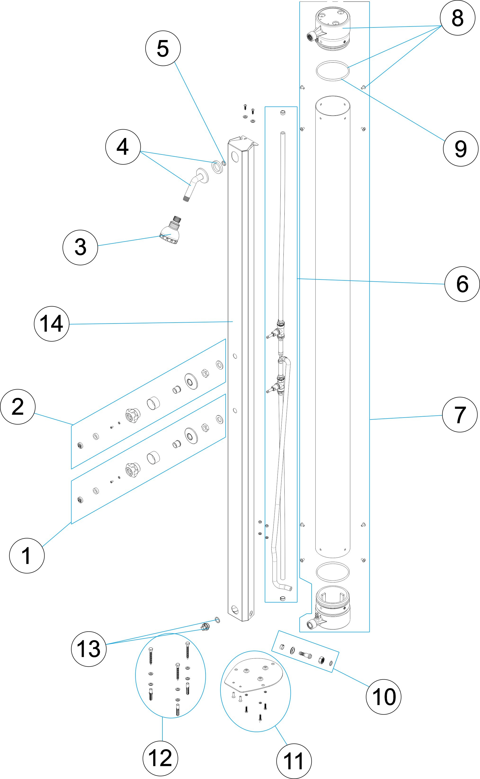 Pièces détachées pour Douche solaire 30L