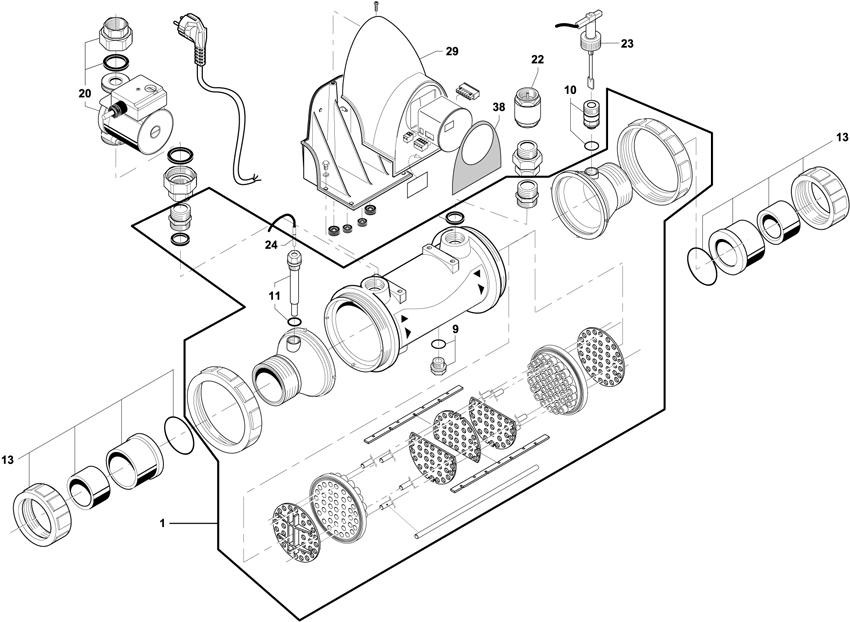 Pièces détachées pour Echangeur de chaleur Zodiac HEAT LINE (Plus). EC-K et EC-C