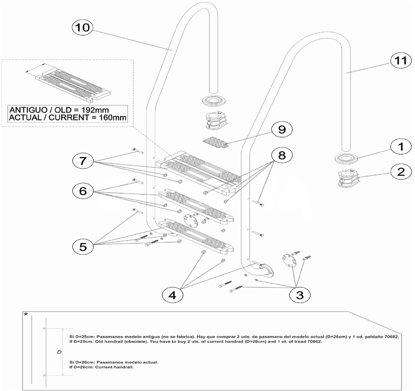 Pièces détachées pour Echelle asymétrique 3-4 marches