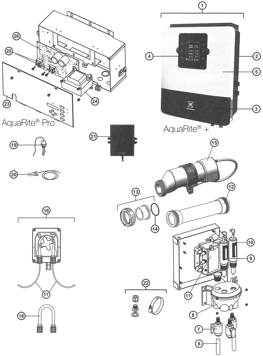 Pièces détachées pour Electrolyseur AQUARITE Pro, AQUARITE +