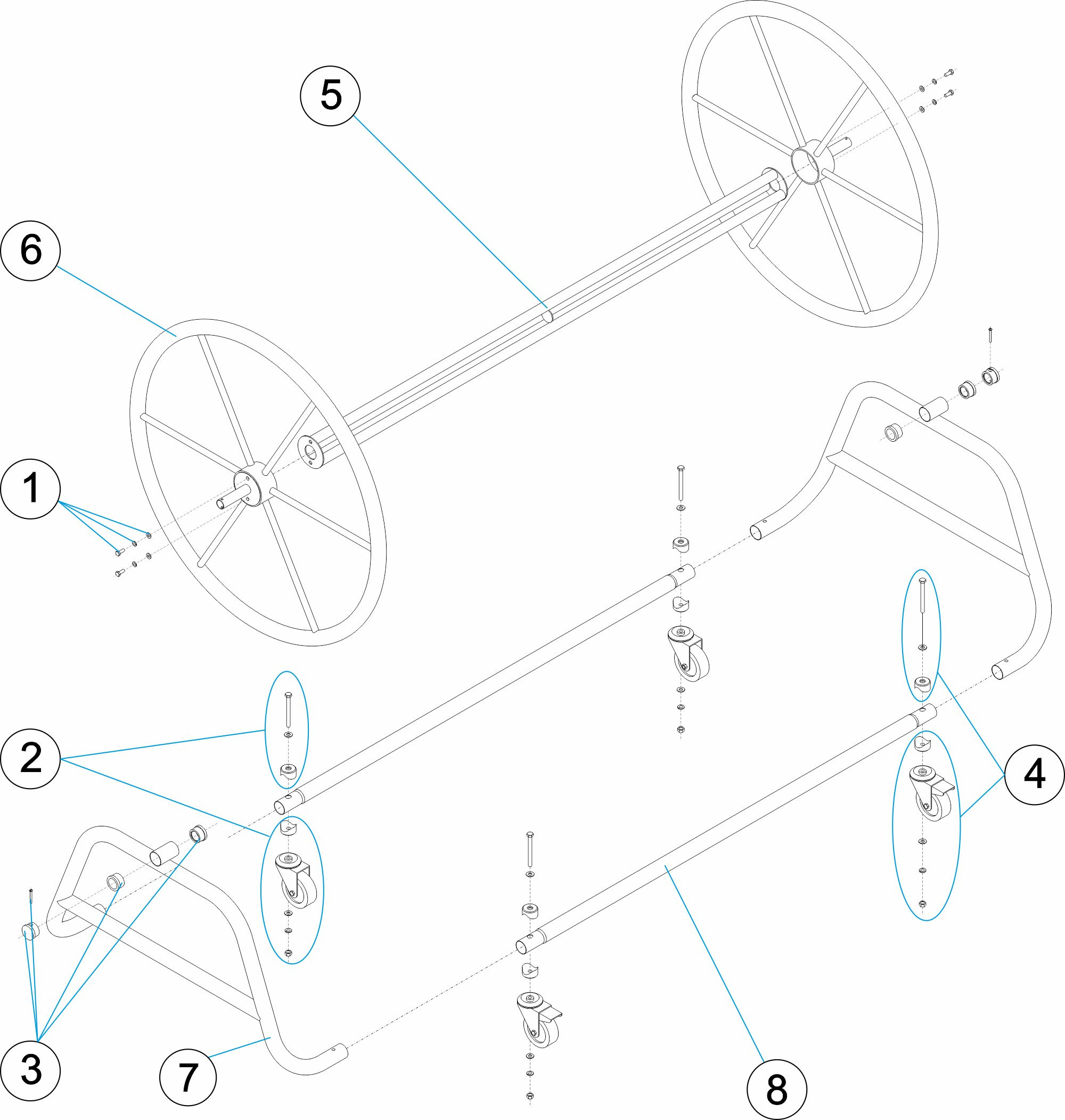Pièces détachées pour Enrouleur de lignes mobile largeur 1,2 - 1,8 m
