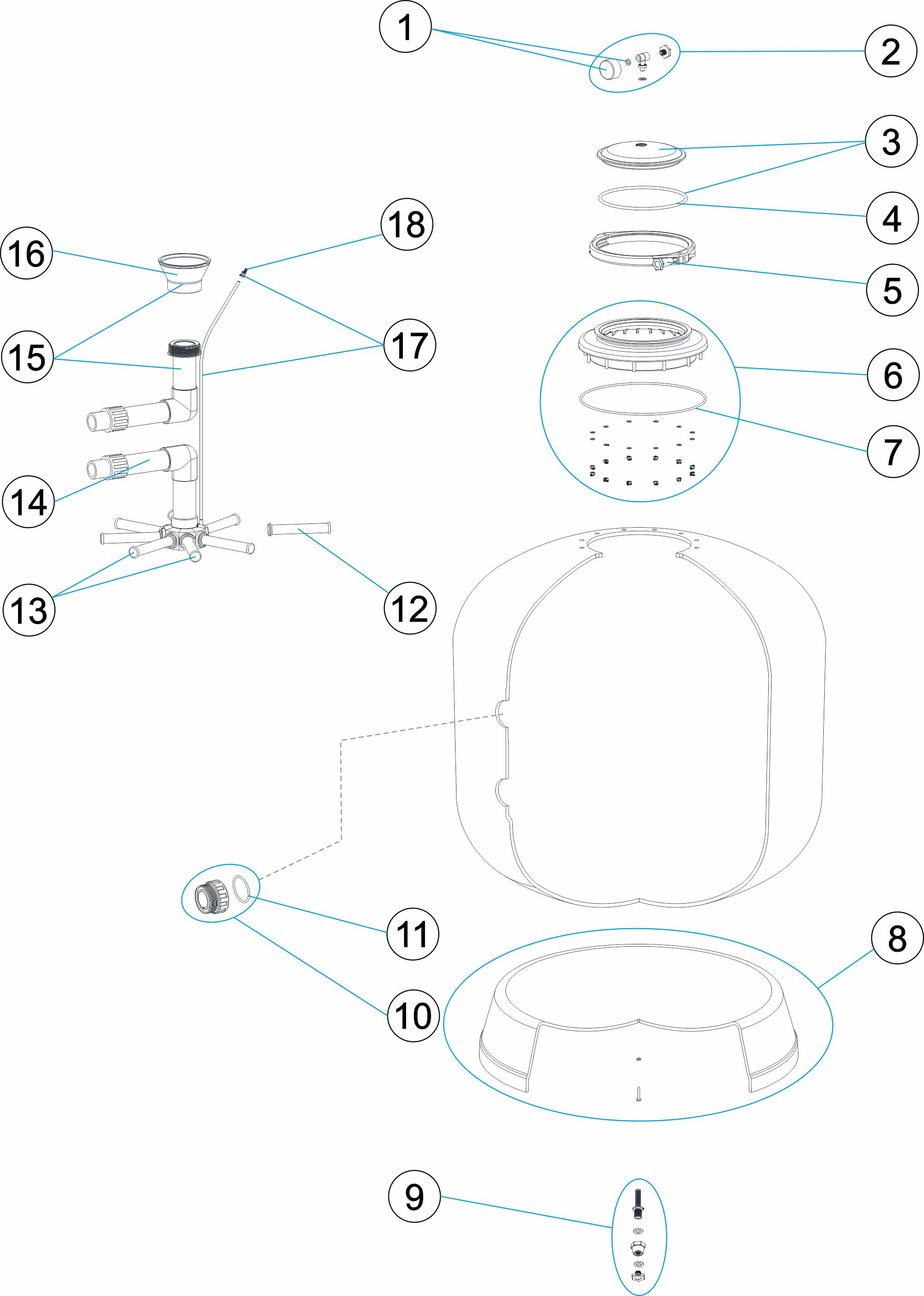 Pièces détachées pour Filtre AQUA TZ
