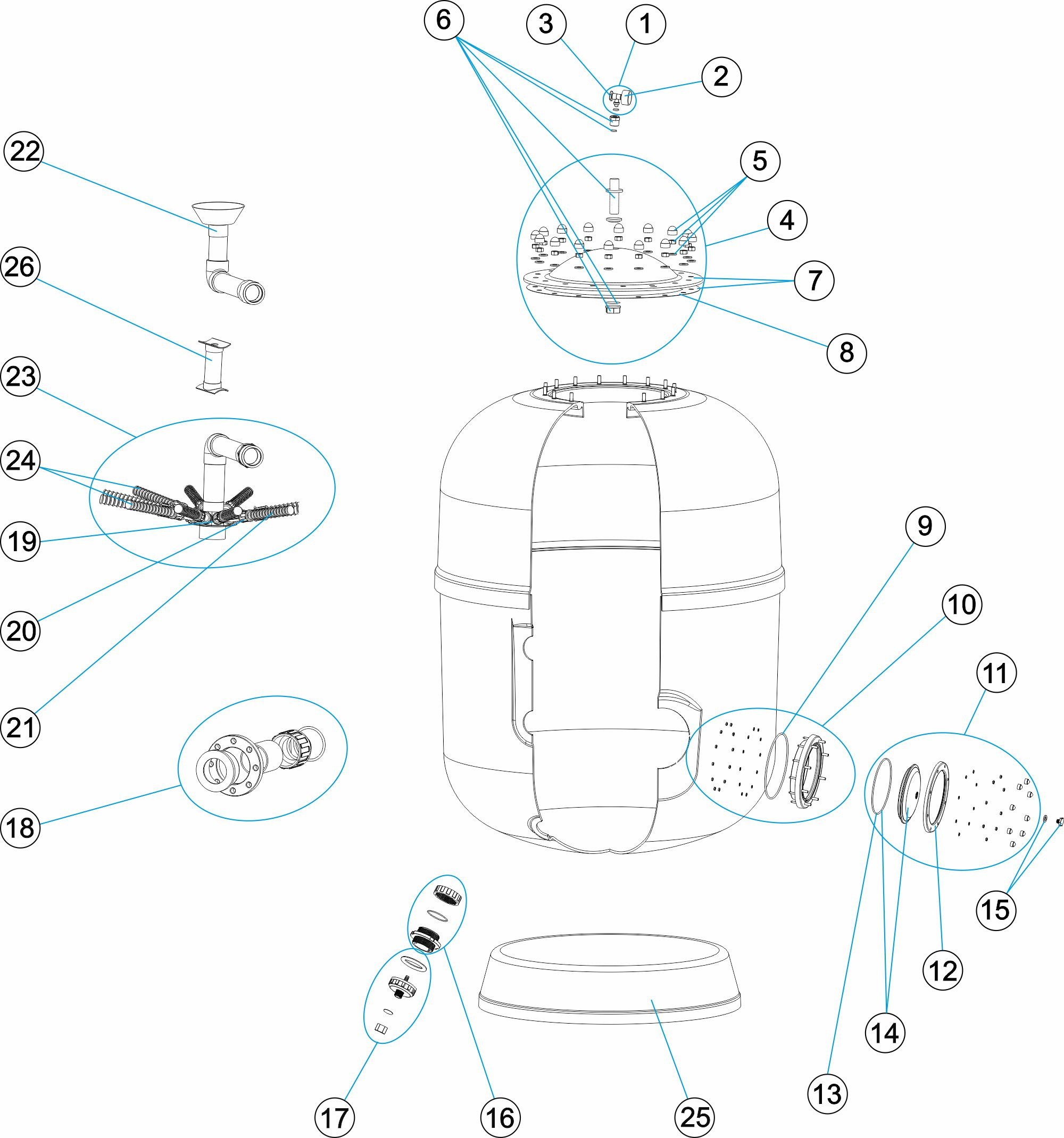 Pièces détachées pour Filtre ARTIC Ø 1050, 1200
