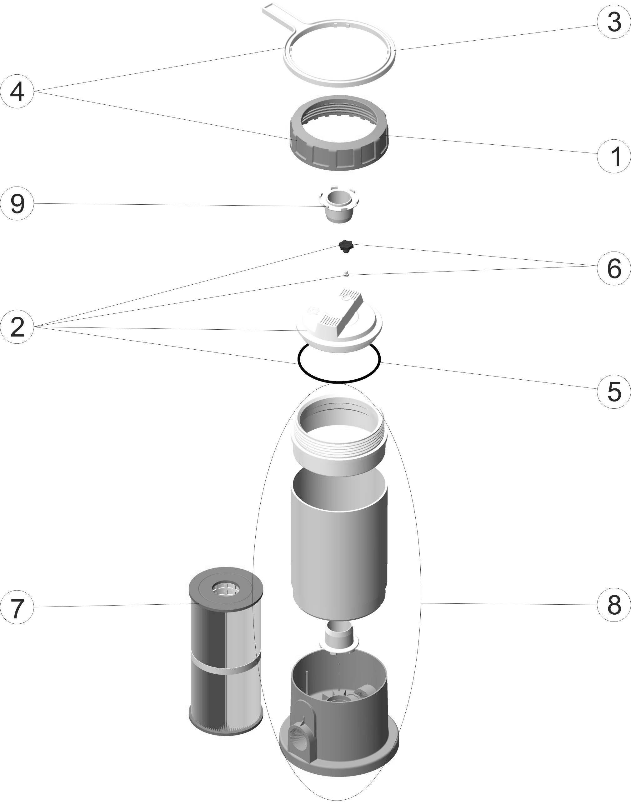Pièces détachées pour Filtre à cartouche de spas 5000l/h et 10000 l/h