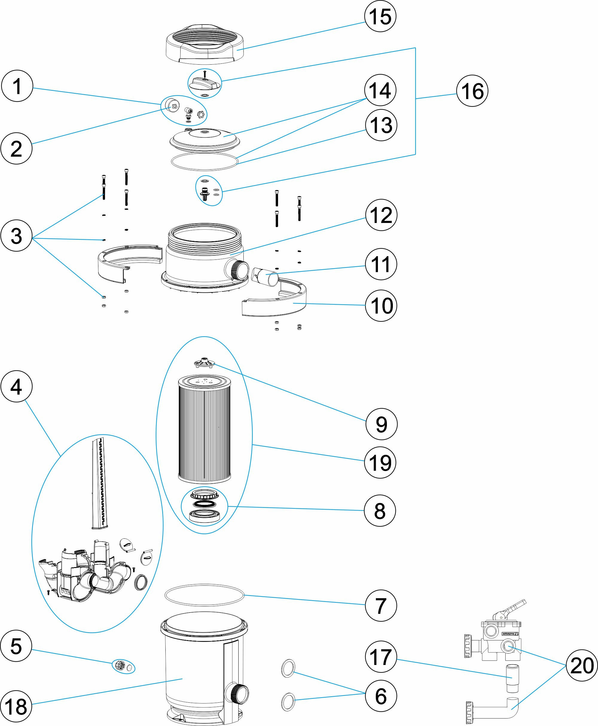 Pièces détachées pour Filtre à cartouche NANOFIBER 150/180/200