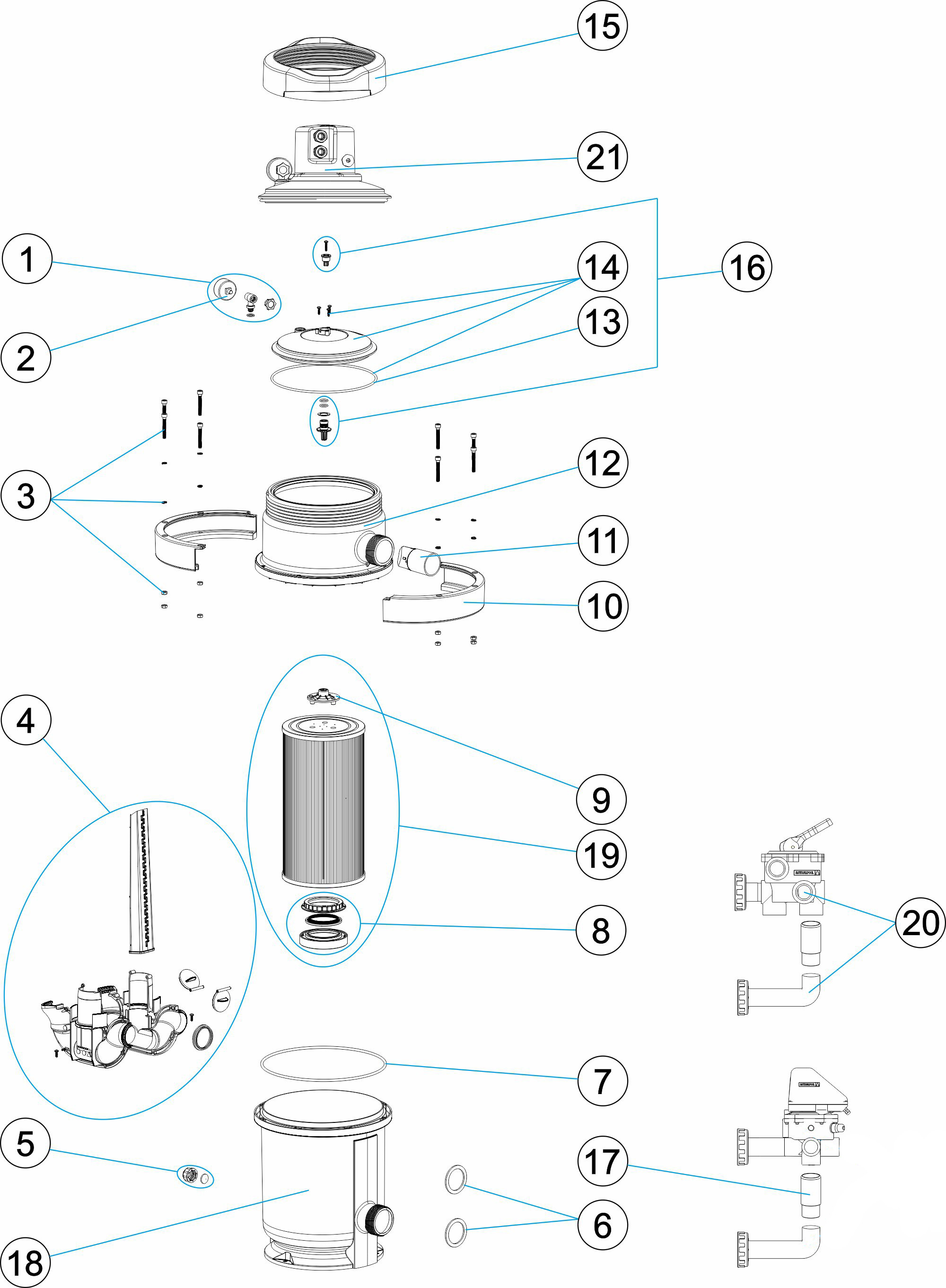 Pièces détachées pour Filtre à cartouche NANOFIBER AUTO 150/180/200