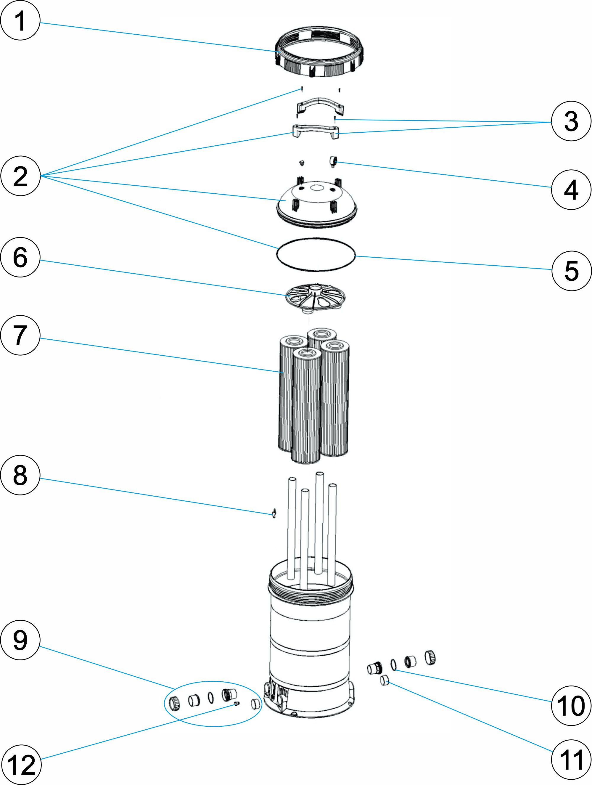 Pièces détachées pour Filtre à cartouche VIRON CL400, CL600