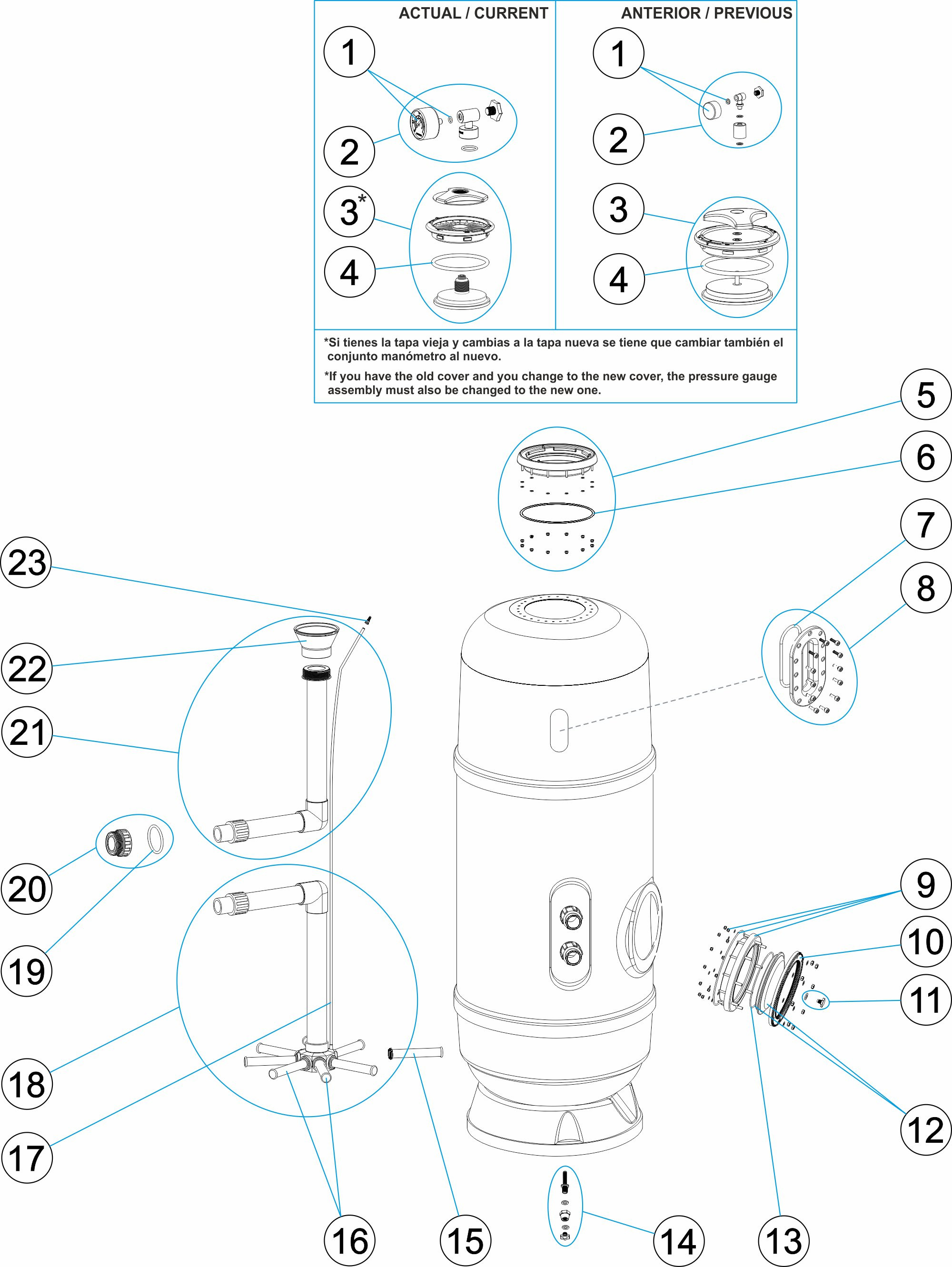 Pièces détachées pour Filtre DELTA 1000-1200 Ø 650 - 800