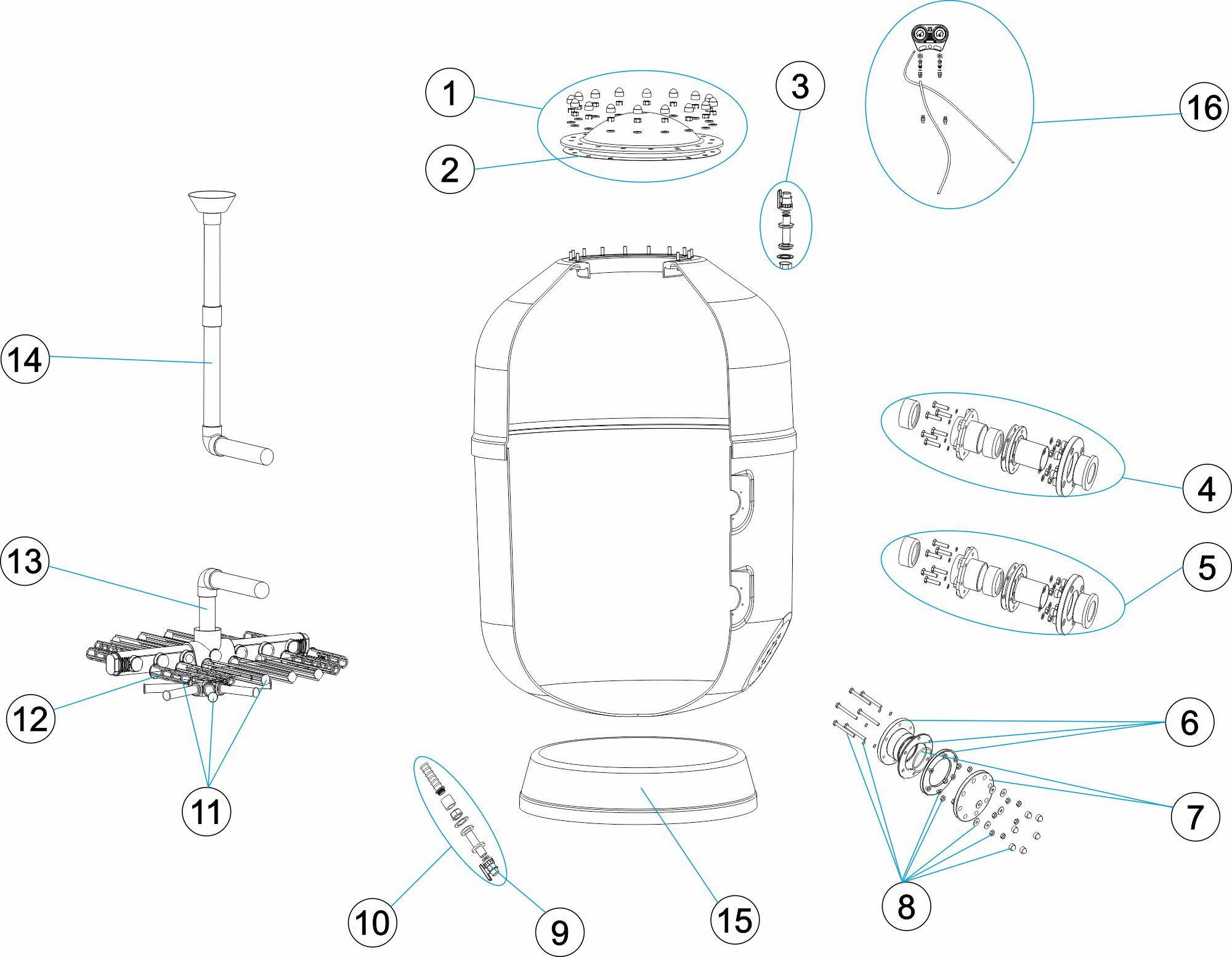 Pièces détachées pour Filtre EUROPE 1050-1800 1m-4kg